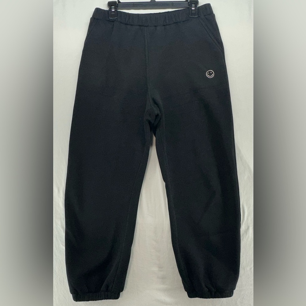 Things Between Sweatpants Jogger Black Smiley‎ Face Womens Size L